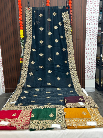 Chiffon heavy work saree