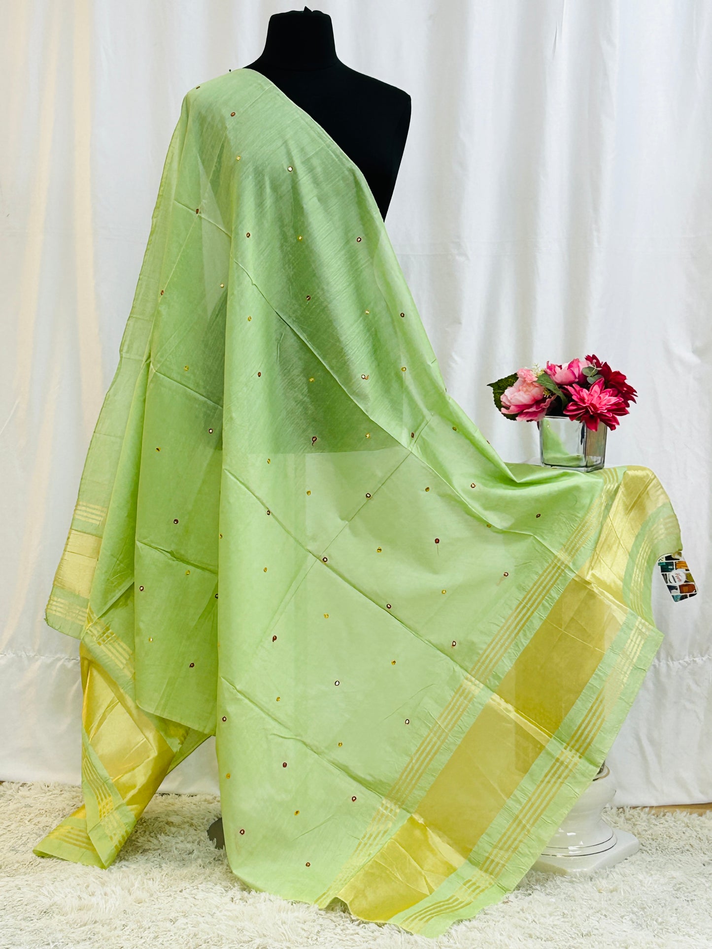 Light green Gajji silk dupatta