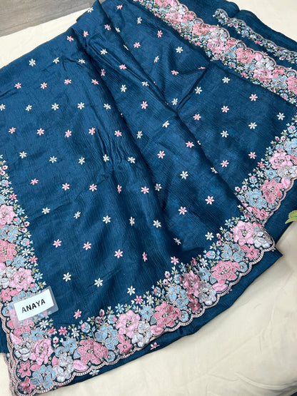 Crape silk saree