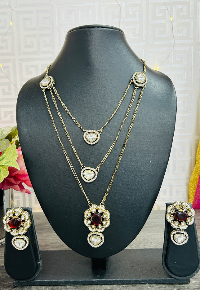 Moissanite Kundan necklace