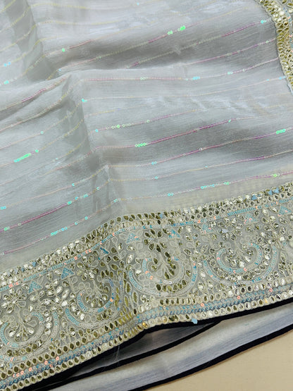 Tissue silk saree with gota Patti work