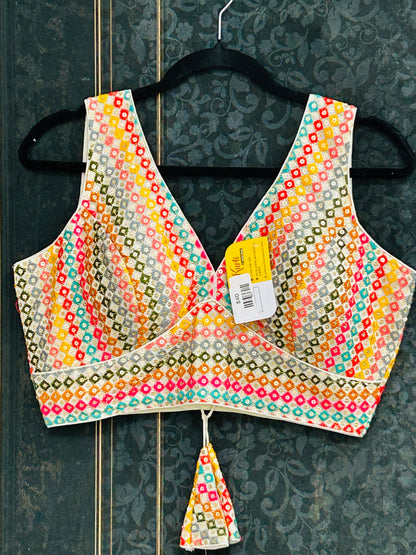 Multi color embroidered blouse