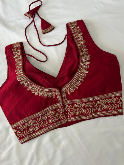 Maroon silk blouse / Sleeves available