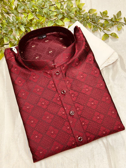 Dark maroon kurta pajama