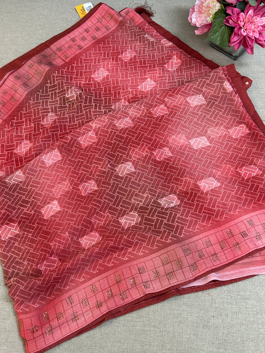 Printed chiffon saree