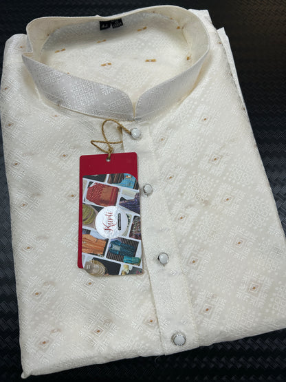 White silk kurta pajama set