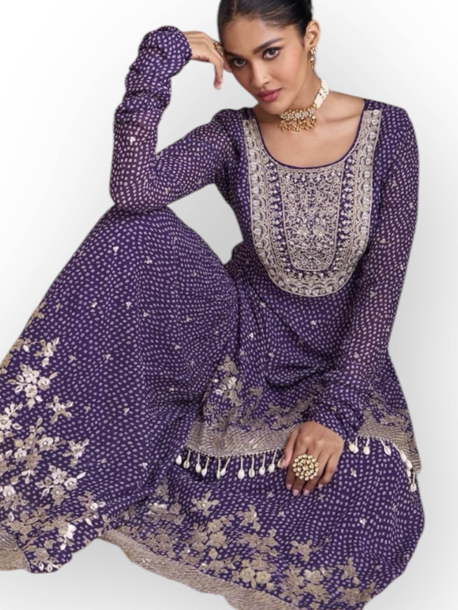 Designer party wear sharara suit - Kurti Connection USA