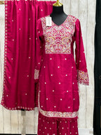 Dark pink sharara set