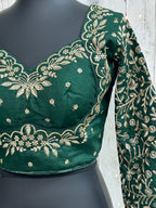 Madhubala blouse : full sleeves/ dark green