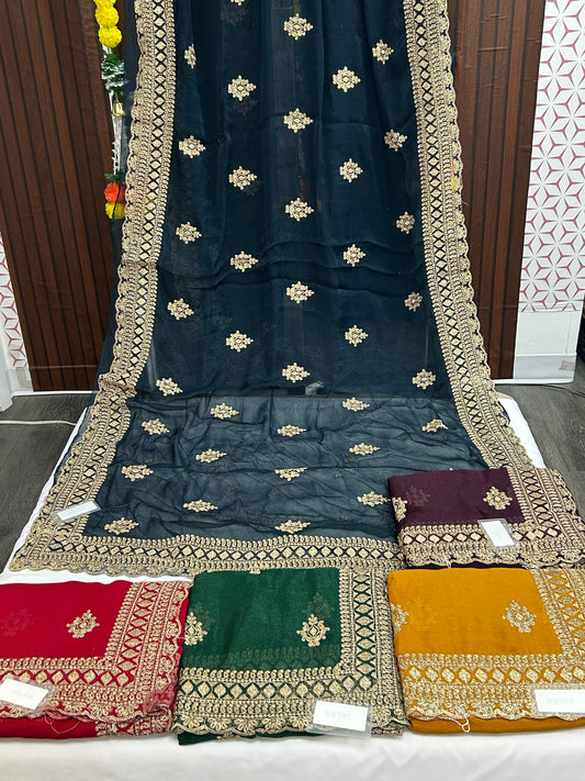 Chiffon heavy work saree