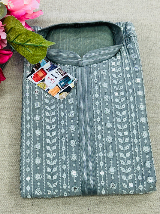 Sequin work kurta pajama set for men