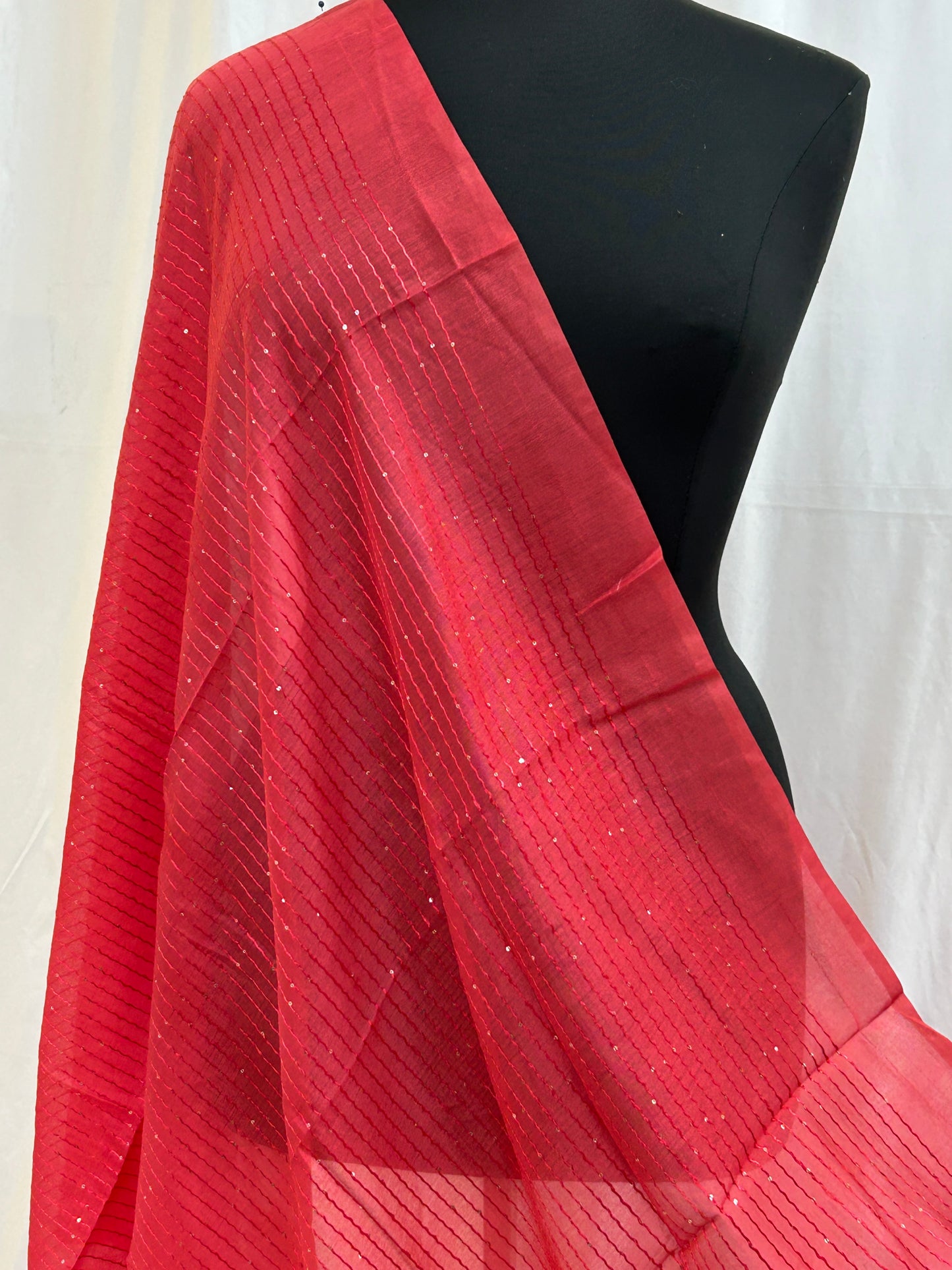 Sequin work dupatta : dark peach