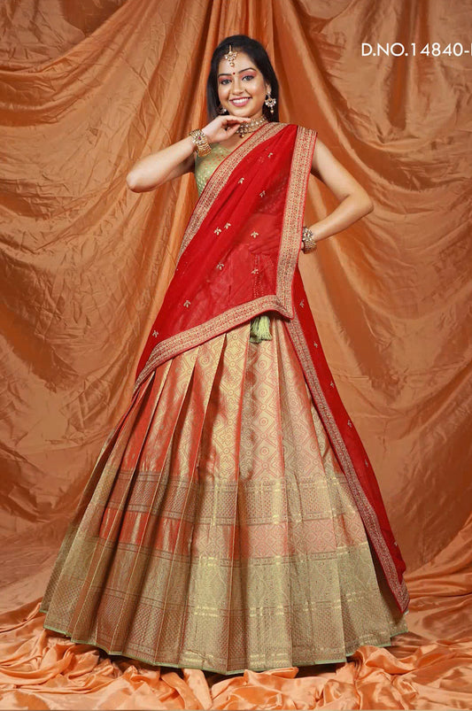 Silk Pattu Lehenga: half saree