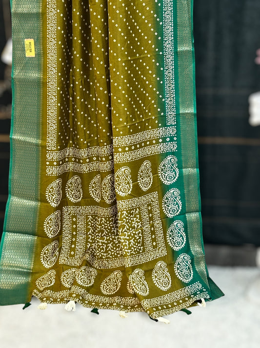 Mehandi green saree