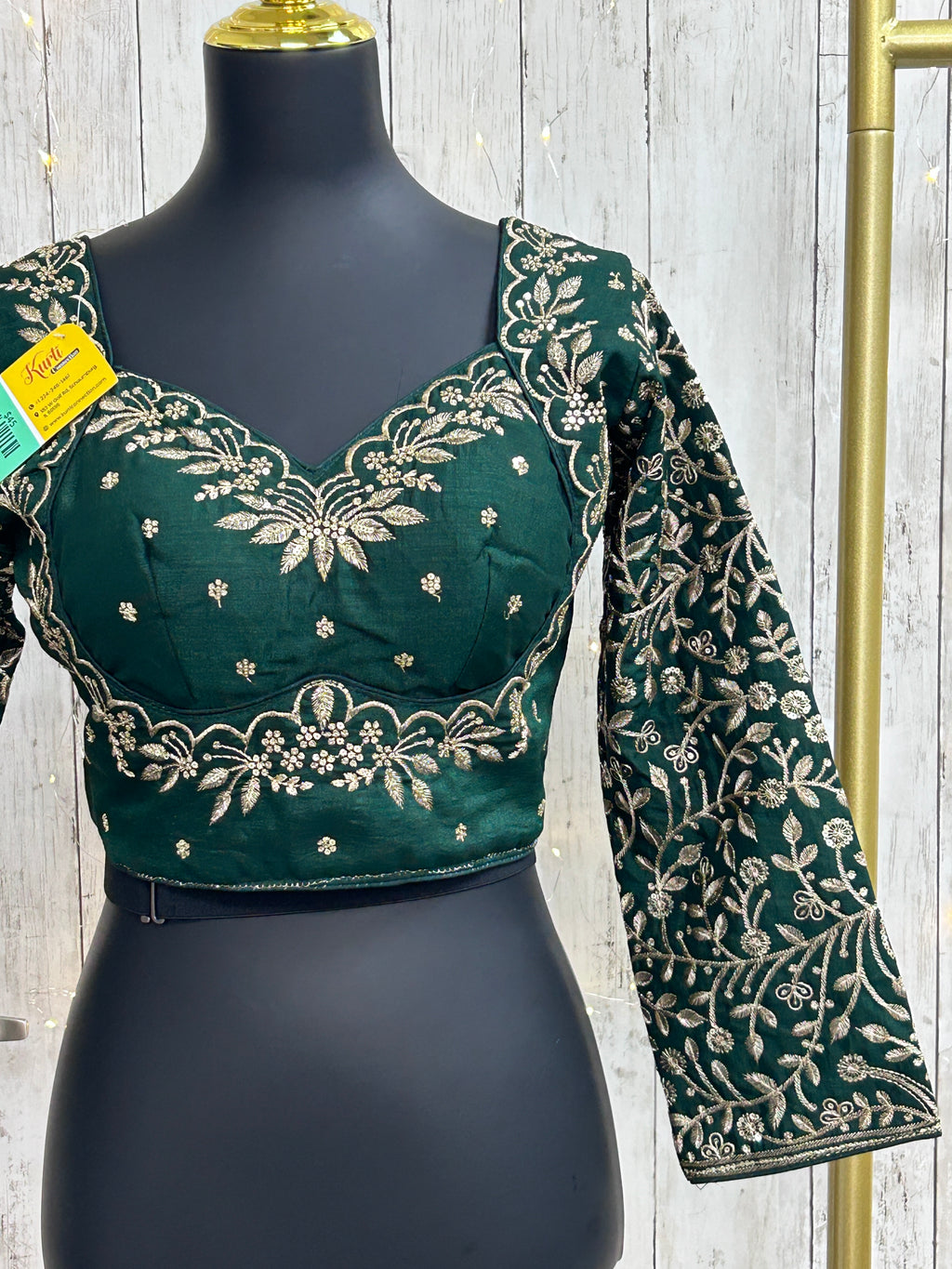 Madhubala blouse : full sleeves/ dark green