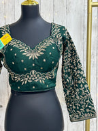 Madhubala blouse : full sleeves/ dark green