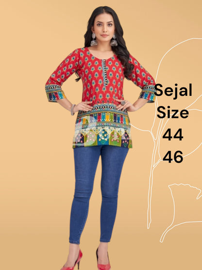 Sejal : cotton short kurtis