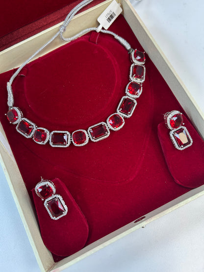 Red AD choker set : necklace set