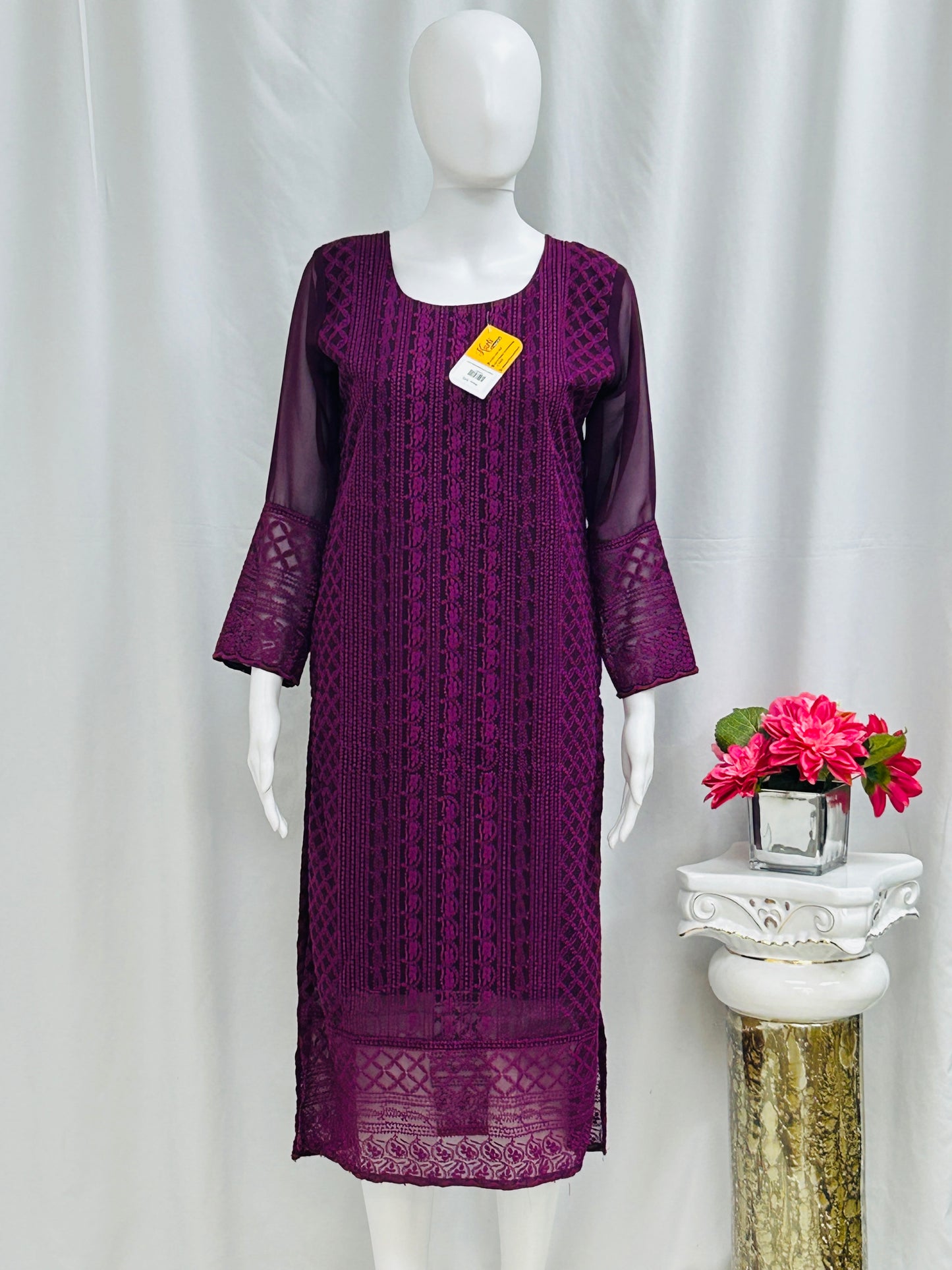 Purple Chikankari Kurti