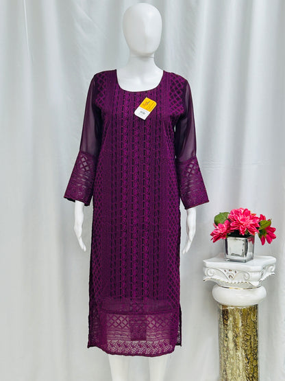 Purple Chikankari Kurti
