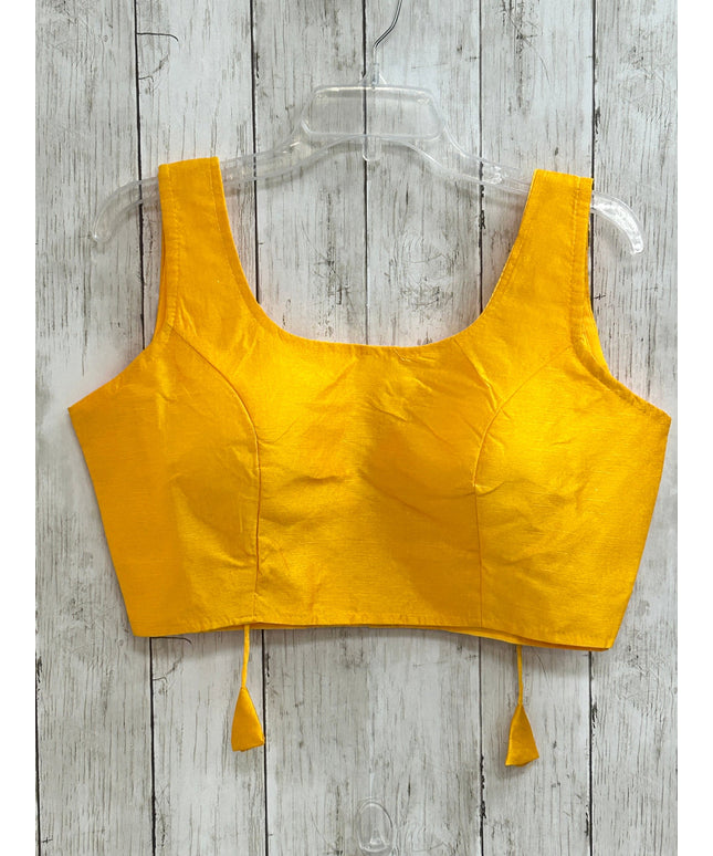Yellow silk blouse by Kurti Connection USA