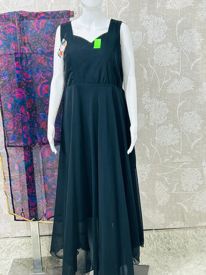 Black georgette kurti with organza dupatta