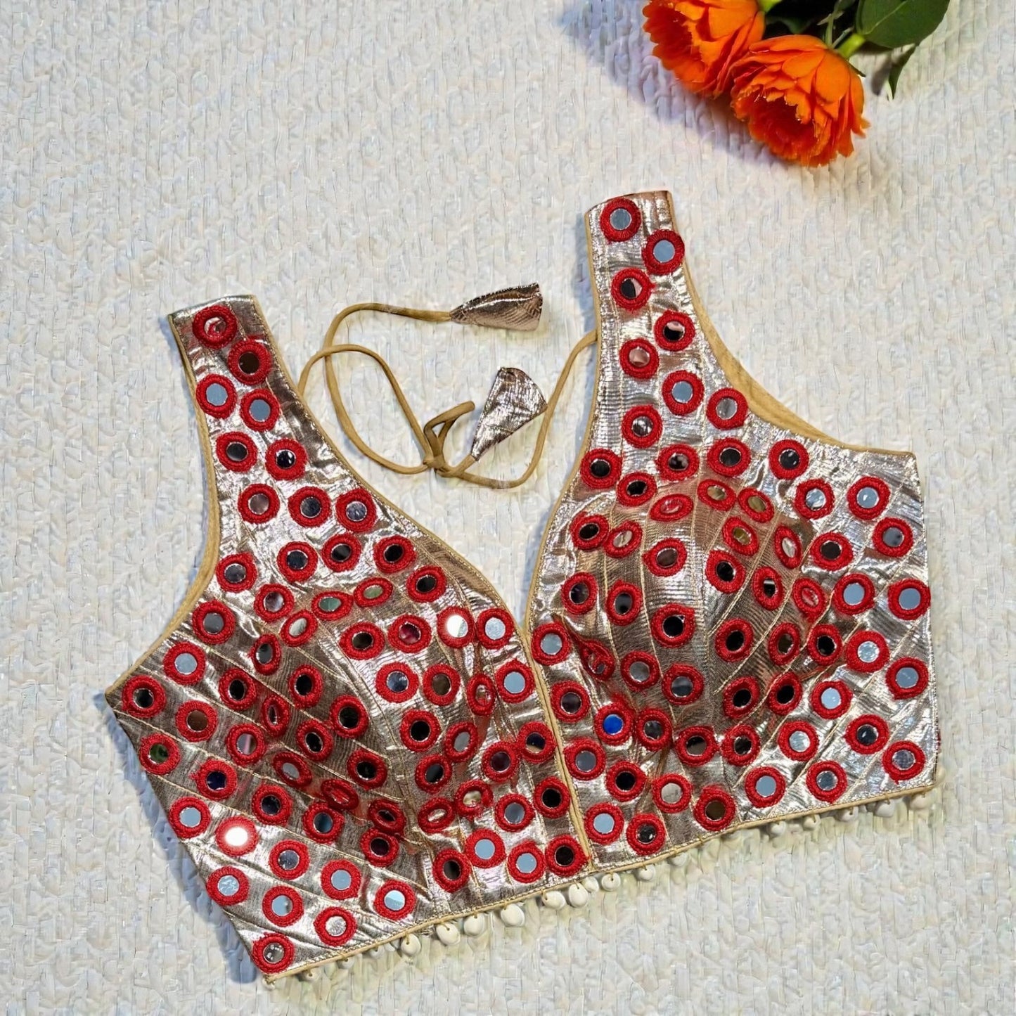 Mirror and shells work blouses