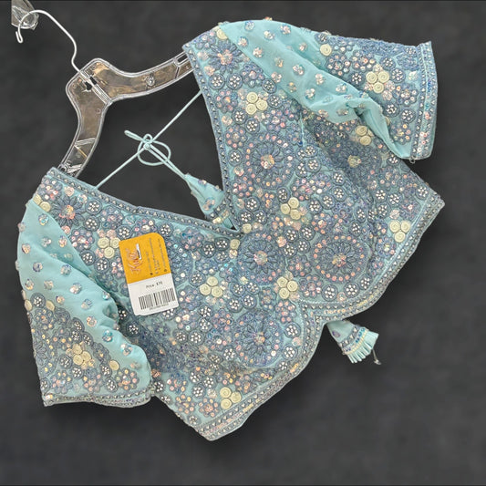 Sky blue blouse | heavy embroidery work
