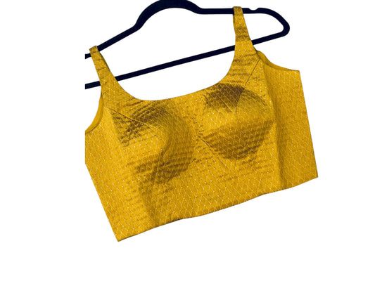 Mustard yellow sleeveless blouse by Kurti Connection USA