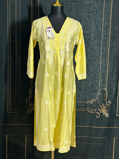 Modal silk chikankari kurti