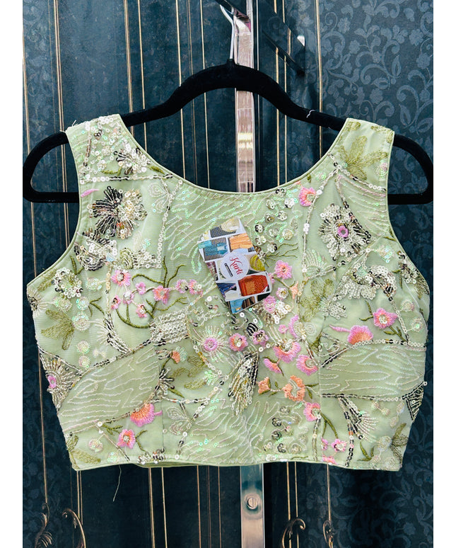 Light green boat neck blouse