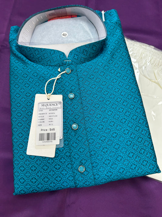Jacquard silk kurta set
