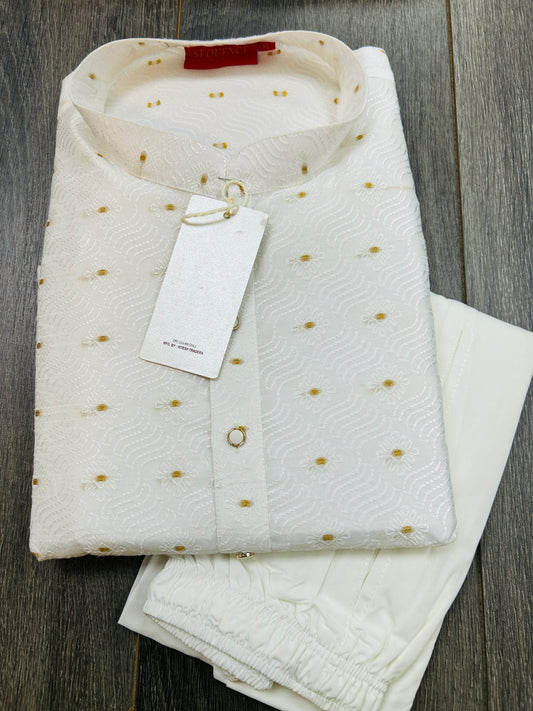 White silk kurta pajama set