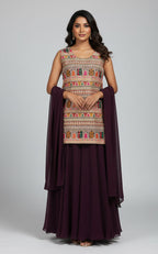 Heavy embroidery work sharara suit