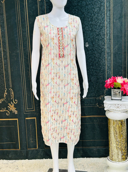 Georgette Chikankari Kurti - Kurti Connection USA