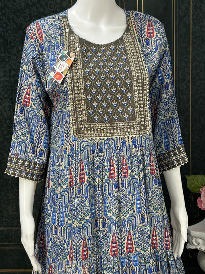 Printed cotton long kurti