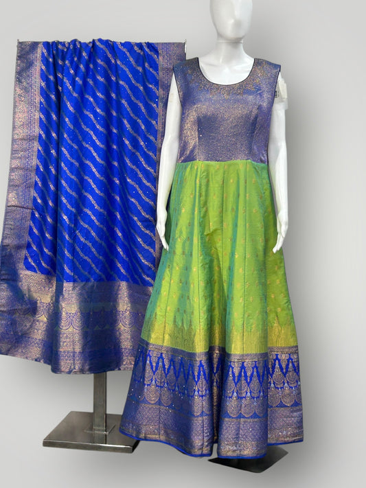 Pure Silk long gown with full size dupatta