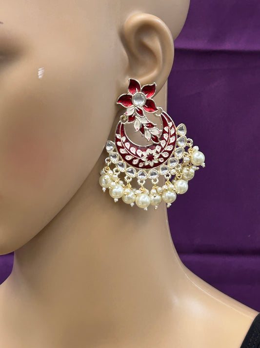 Maroon chandbali earrings