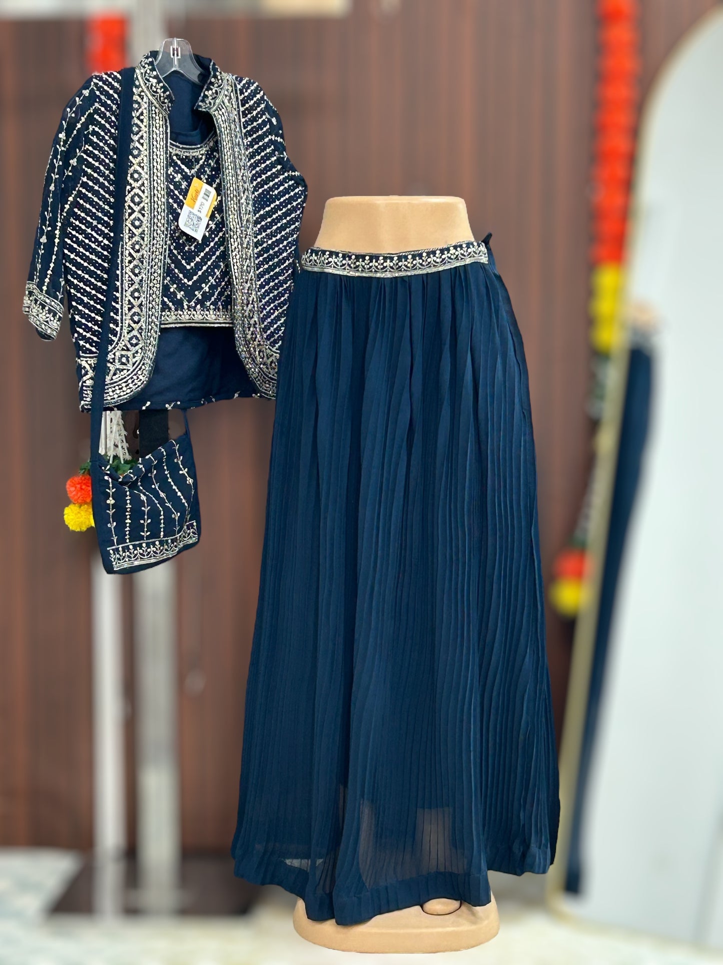 Lehenga Choli set with jacket and purse