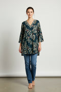 Tunic top with mirror work neckline