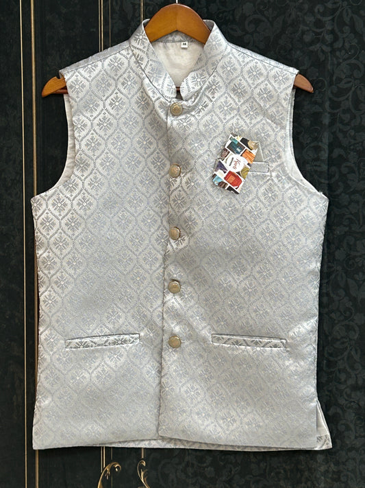 Silk vests for men | half jacket / kurta : Grey