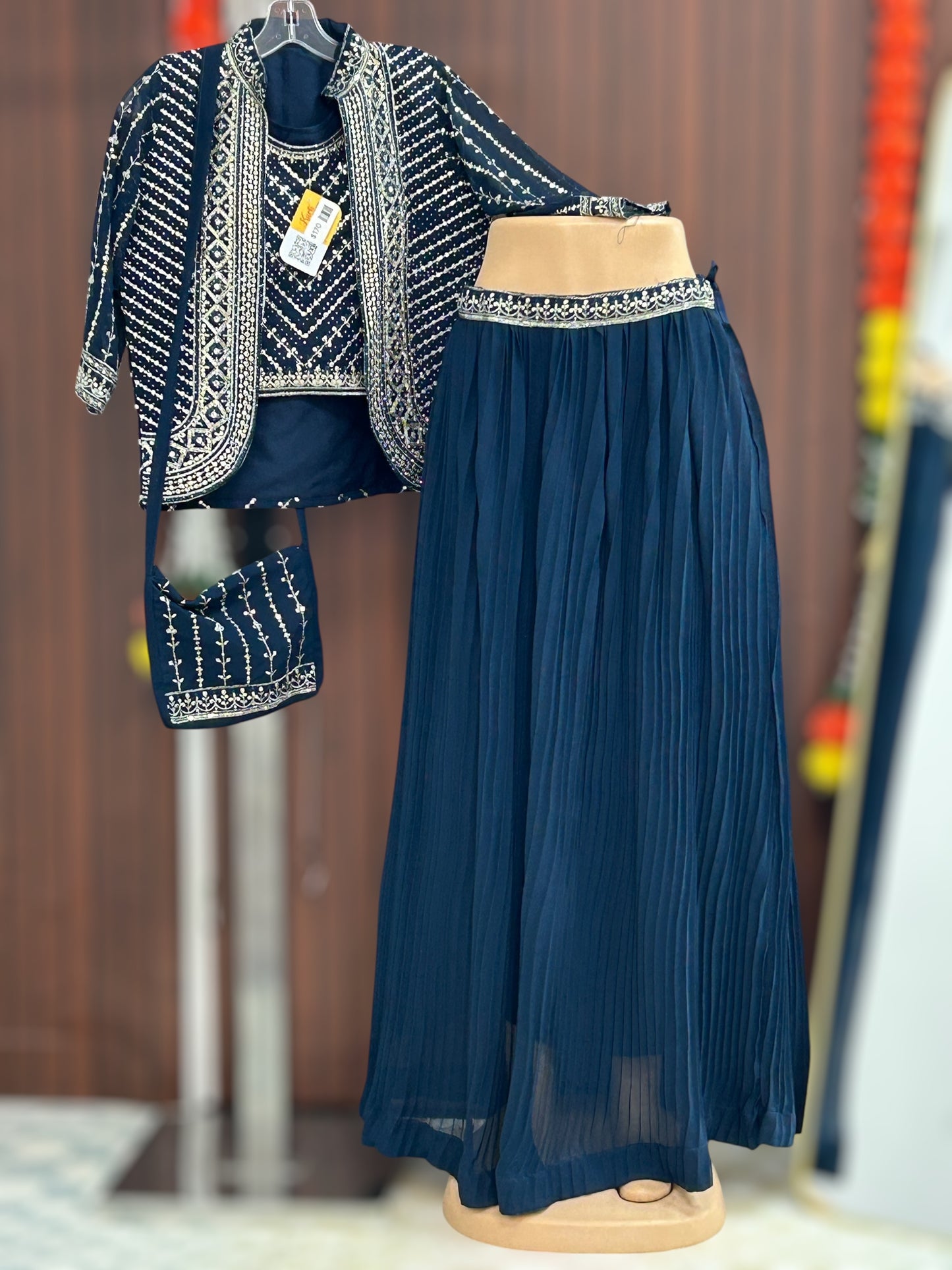 Lehenga Choli set with jacket and purse