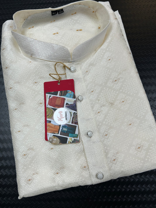 White silk kurta pajama set