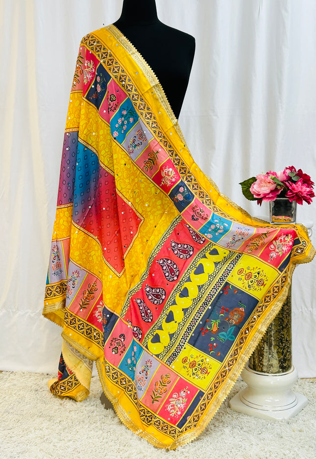 Multi color soft silk dupatta - Kurti Connection USA