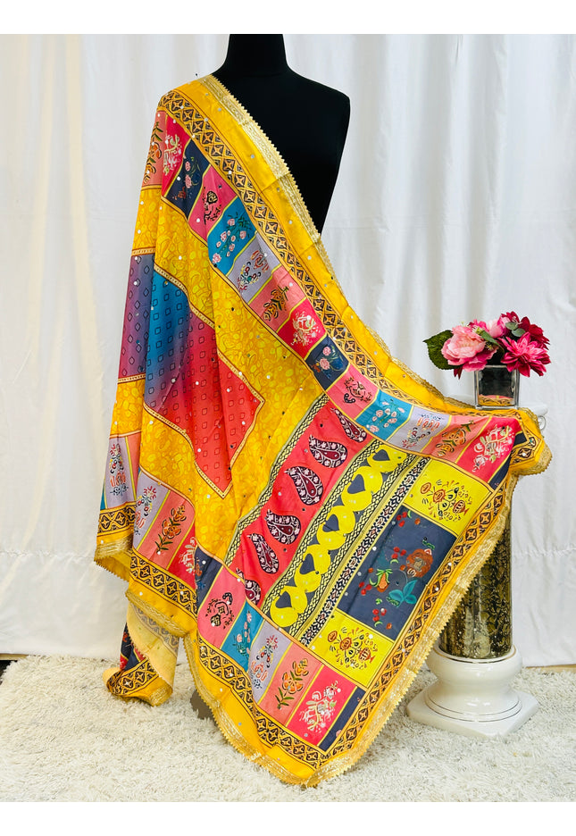 Multi color soft silk dupatta - Kurti Connection USA