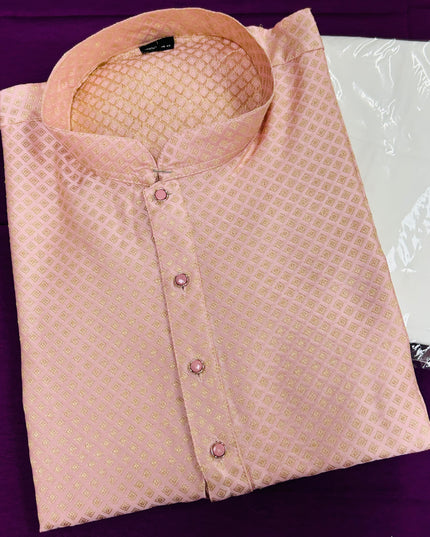Light peach kurta pajama set - Kurti Connection USA