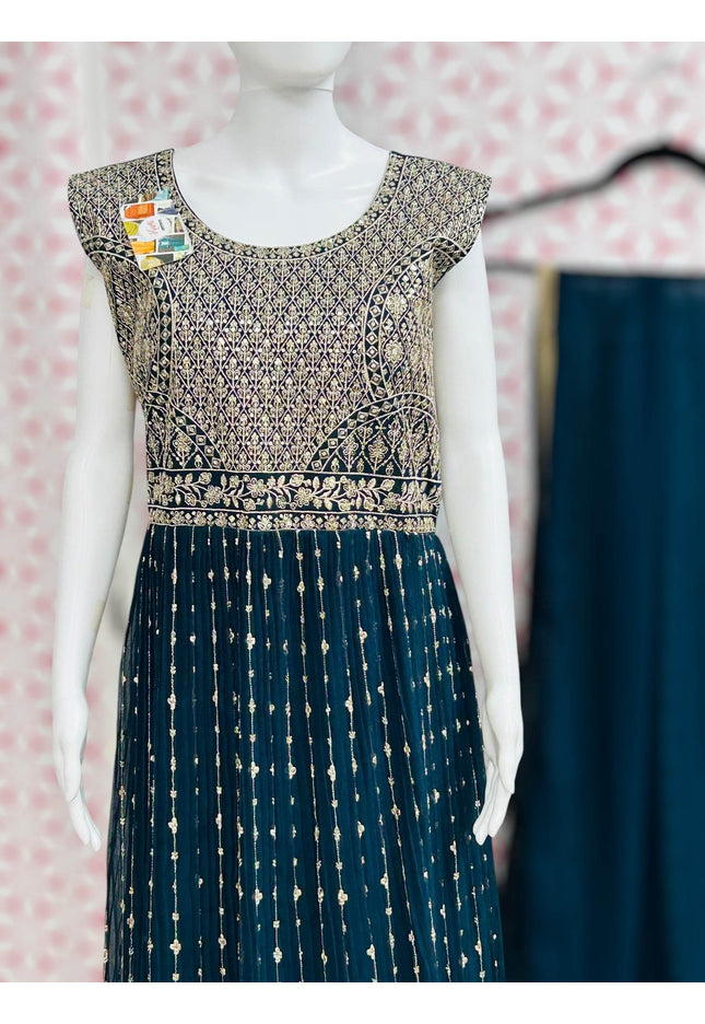 Party wear long gown | chiffon long dress - Kurti Connection USA