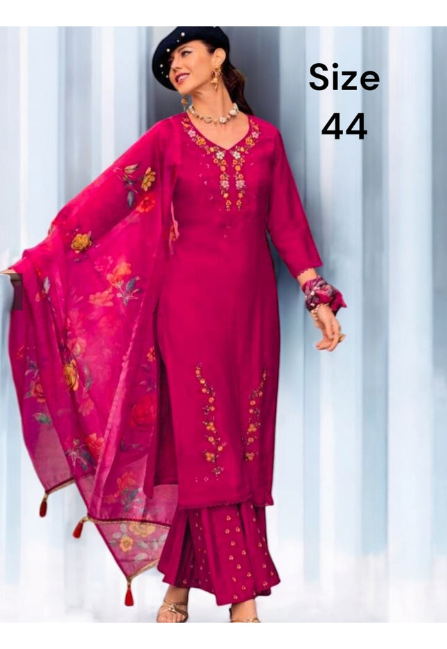 Crape silk sharara set - Kurti Connection USA