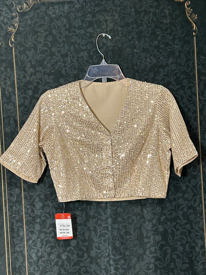 Ligh gold blouse with sequin work