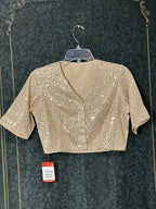 Ligh gold blouse with sequin work